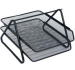 Irodai dokumentumtálcák, fém, 2 szint, fekete