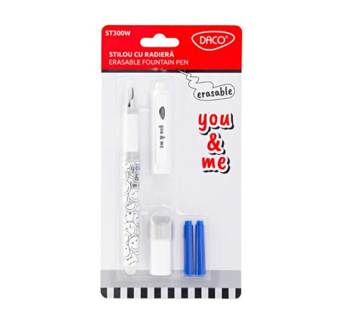 Stilou cu radiera You and me alb