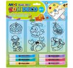 Set creativ, 6culori x 10.5ml, 6 sabloane mici, diverse culori, Amos