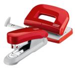 Tűzőgép + lyukasztó szett Novus piros