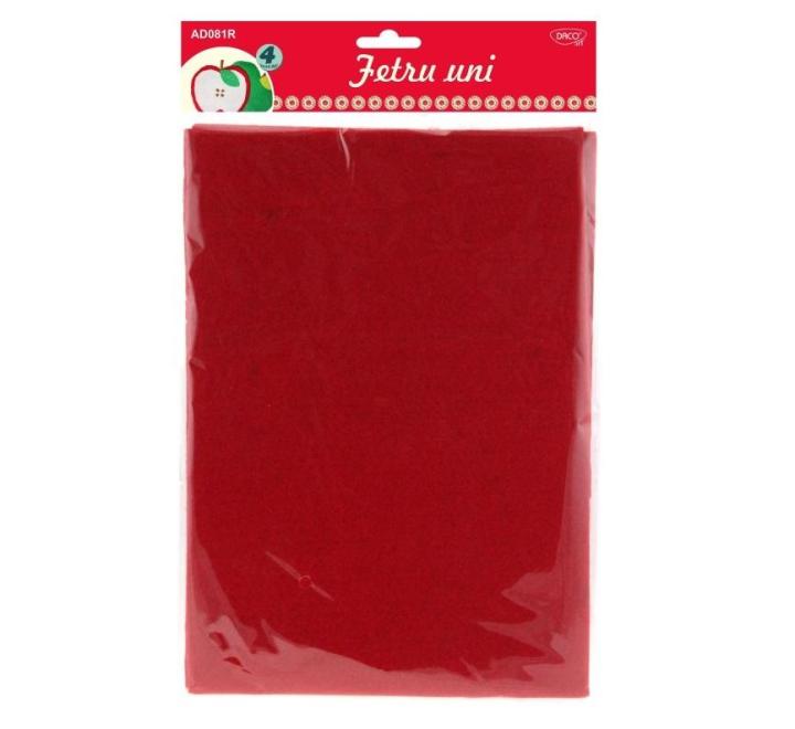 Filc anyag 4/szett piros