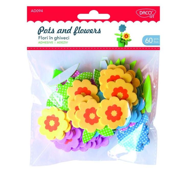 Dekorgumi, virágok a cserépben