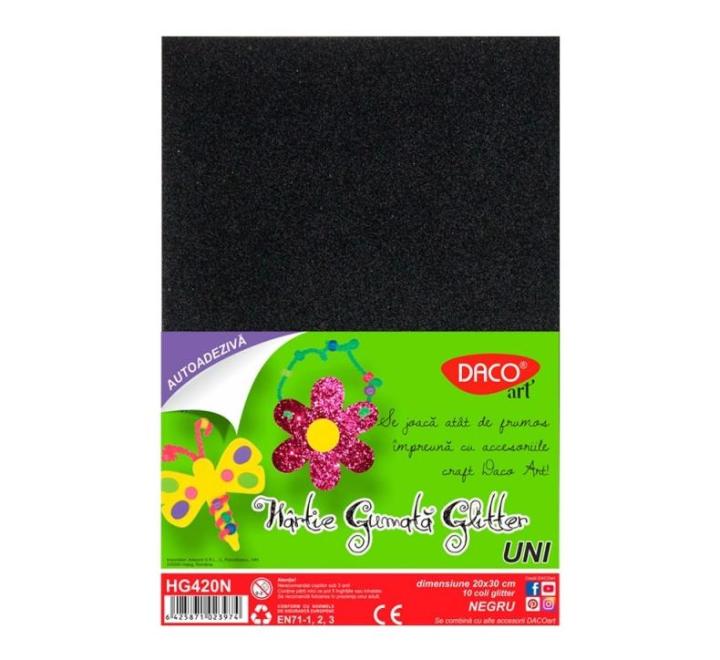 Dekorgumi csillogós Daco fekete