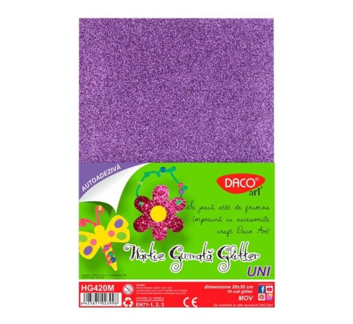 Dekorgumi csillogós Daco lila