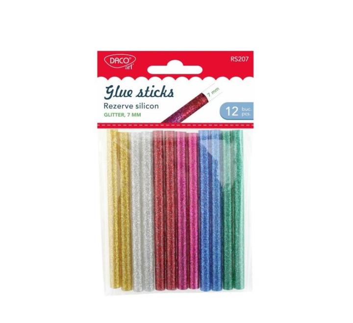 Tartalék szilikonrúd csillogós 7mm 12/szett színes