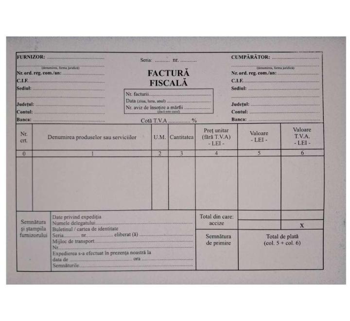 Factura A5 3 exemplare cu TVA