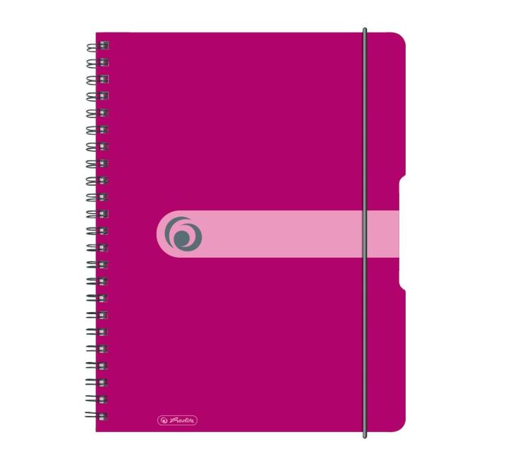 Kockás füzet A4 80 lap, spirálos gumival ellátott fukszia színū