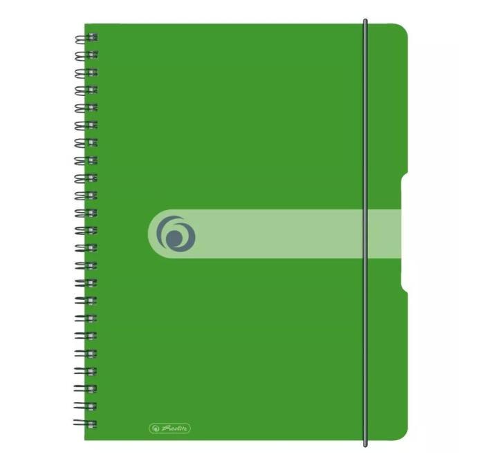 Kockás füzet A4 80 lap, spirálos gumival ellátott zöld színū
