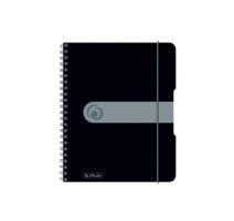 Caiet A5 80 file patratele spirala elastic negru