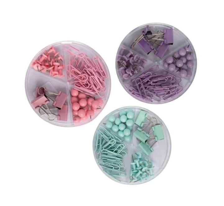 Set accesorii birou (agrafe, clipsuri, pioneze)