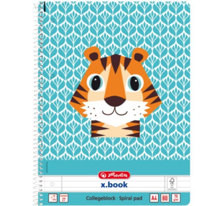 Caiet A4 80 file cu spirala dictando Herlitz,Cute animals,Tiger