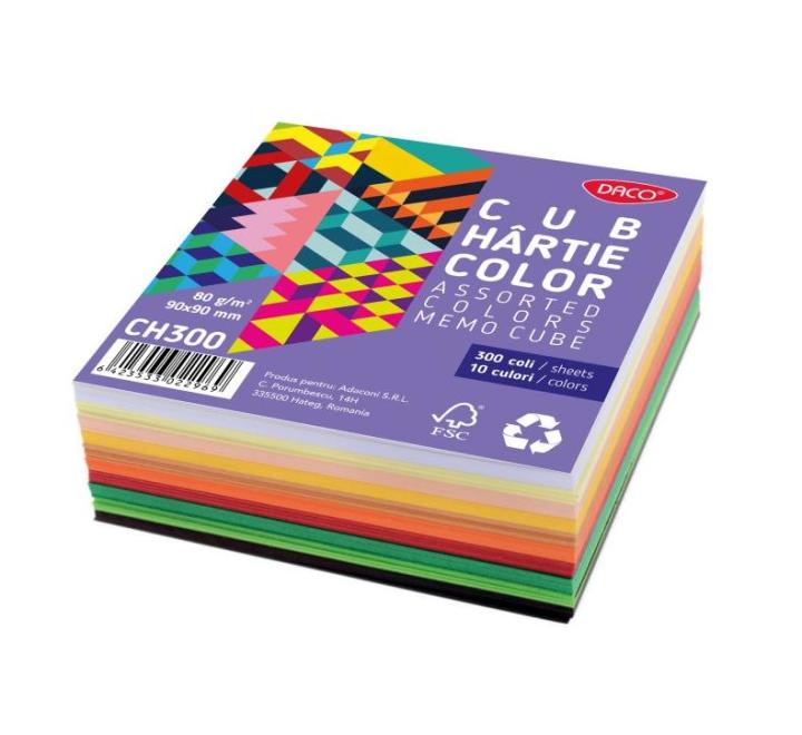 Színes papírkocka 9x9cm 300 lap