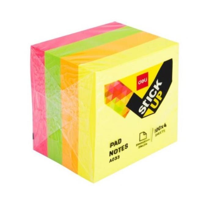 Öntapadós jegyzettömb 51x51mm 4 neon szín 400 lap