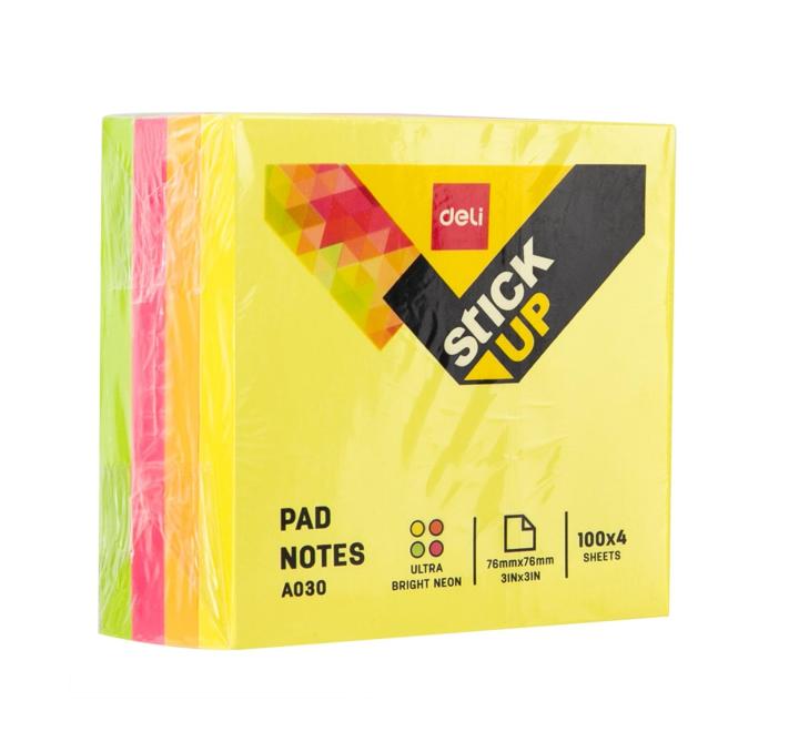 Öntapadós jegyzettömb 76x764 neon 400 lap Deli