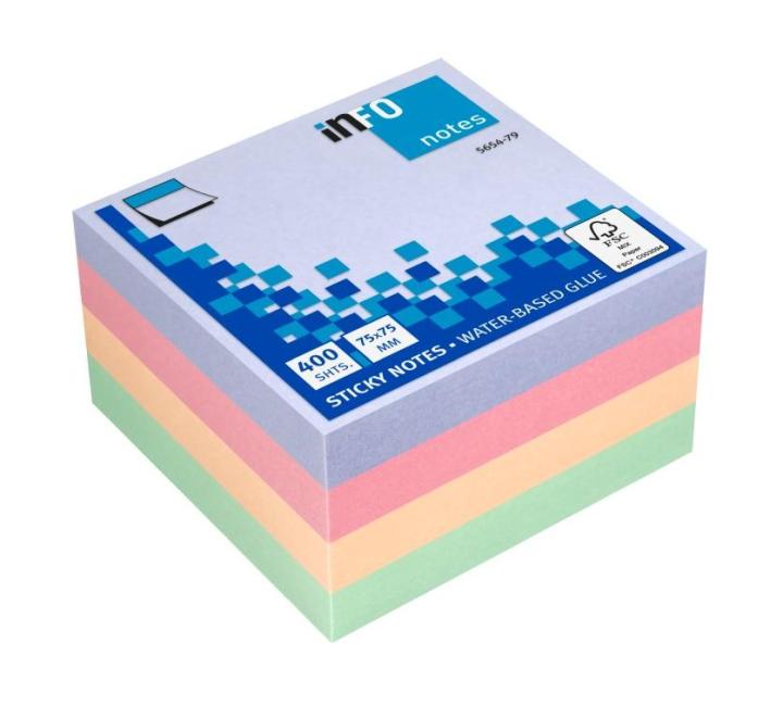 Öntapadós jegyzettömb Harmony 75x75mm 400 lap