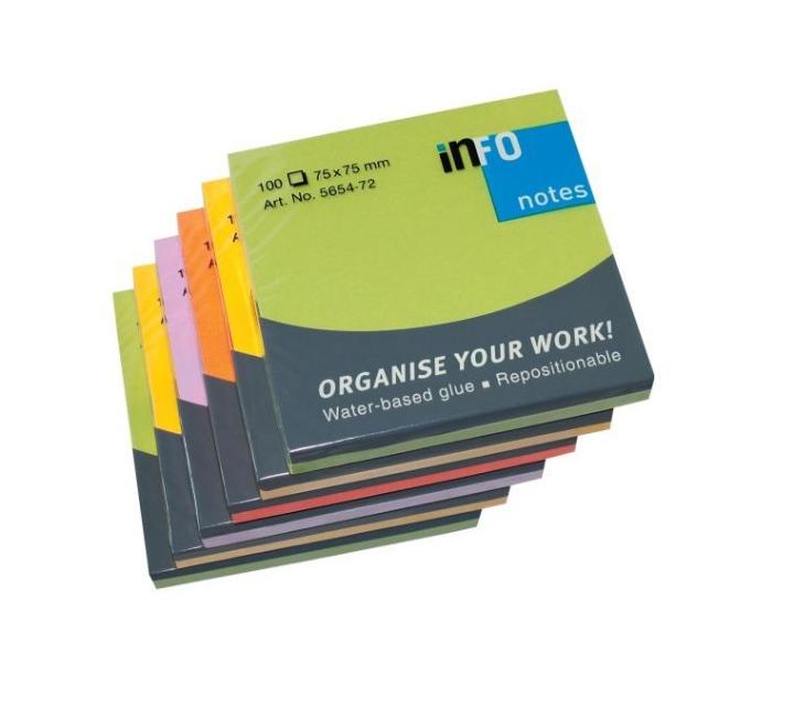 Öntapadós jegyzettömb Info 75x75mm 100 lap