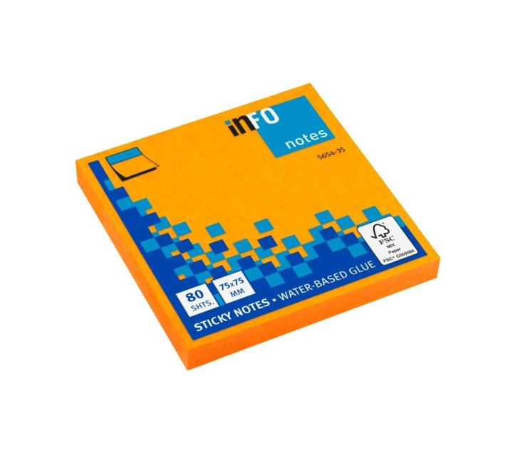 Öntapadós jegyzettömb Info 75x75mm 80 lap