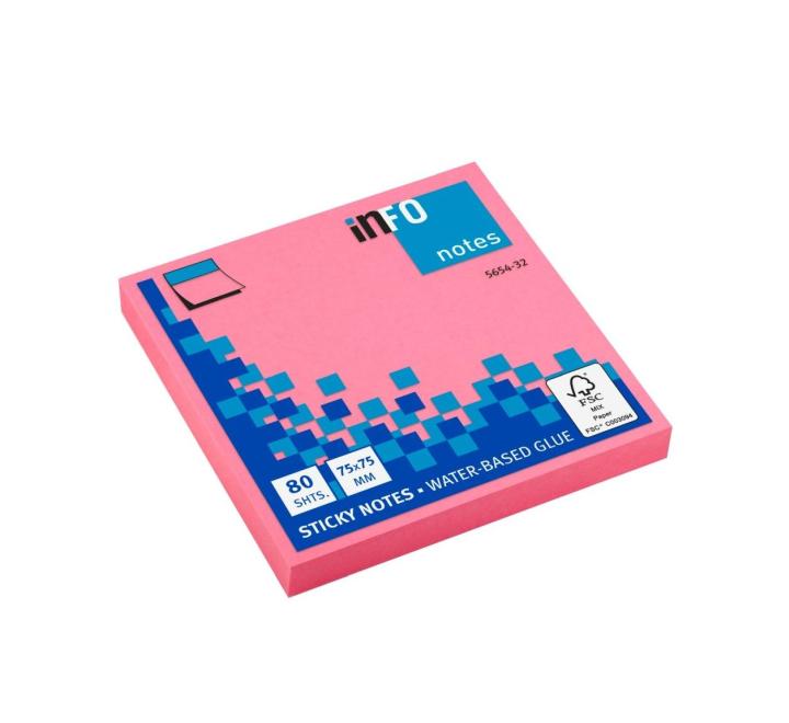 Öntapadós jegyzettömb Info 75x75mm 80 lap rózsaszin