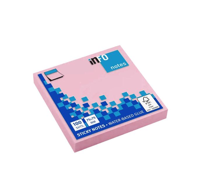 Öntapadós jegyzettömb 75x75mm pasztell rózsaszín Info