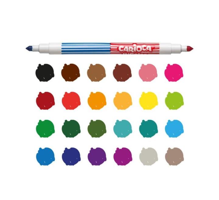 Dupla végű filctoll Bi-color 24 szín Carioca