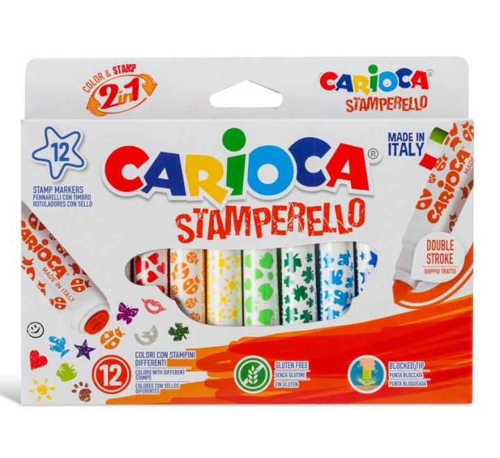 Filctoll pecsételővel 12 szín Carioca Stamperello