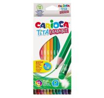 Creioane color cu guma 12 culori Tita erasable Carioca