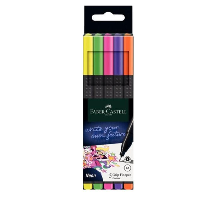 Tűfilc Grip Finepen Faber-Castell 5/szett neon