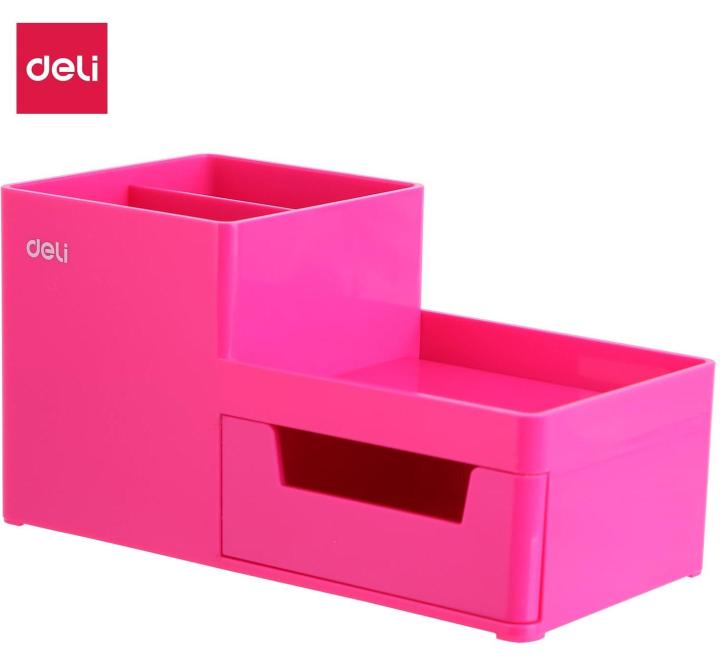 Írószertartó 3 részes+tároló rózsaszín Deli