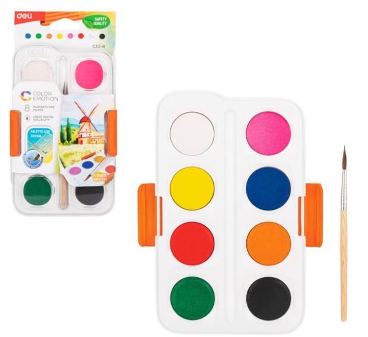 Vízfesték 8 szín+ ecset Deli