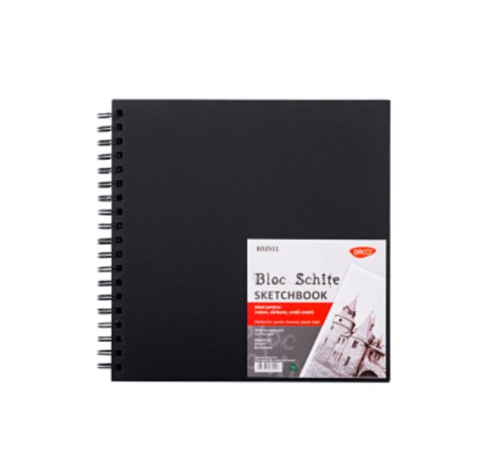 Vázlatfüzet 25x25 80 lap, fekete lapú
