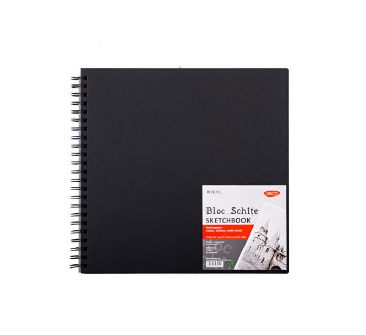 Vázlatfüzet 30x30 80 lap, fekete lapú