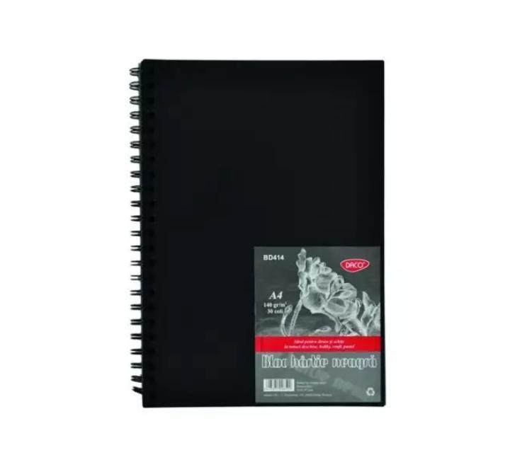 Vázlatfüzet A4 30 lap, fekete Daco