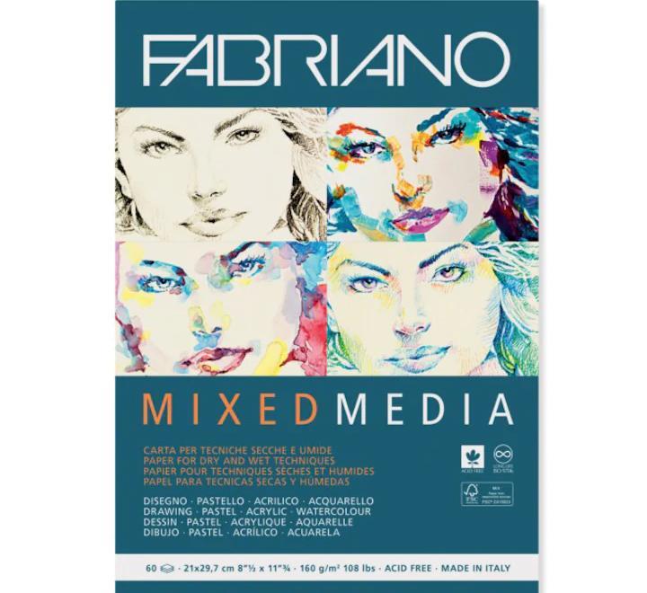 Rajztömb vegyes technikához A4 160g, 60 lap Fabriano