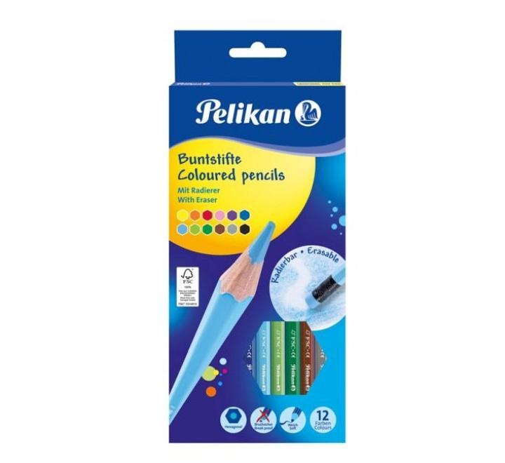 Színes ceruzák lakkozott radírral szet 12