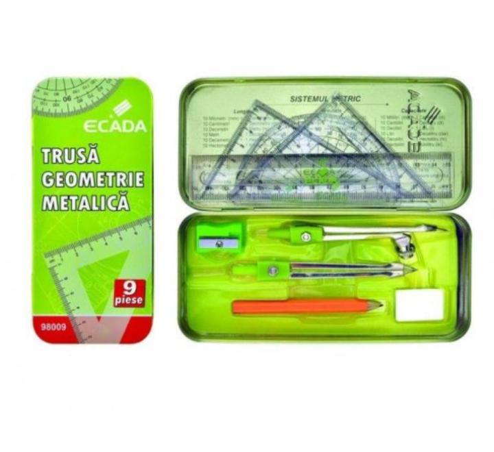 Geometriai készlet fém dobozos Ecada