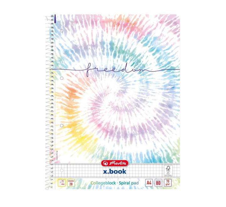 Kockás füzet A4 80 lap spirálos New Batik Freedom