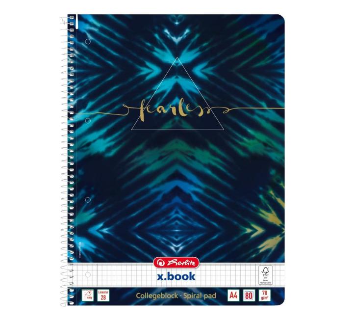Kockás füzet A4 80 lap spirálos New Batik Fearless