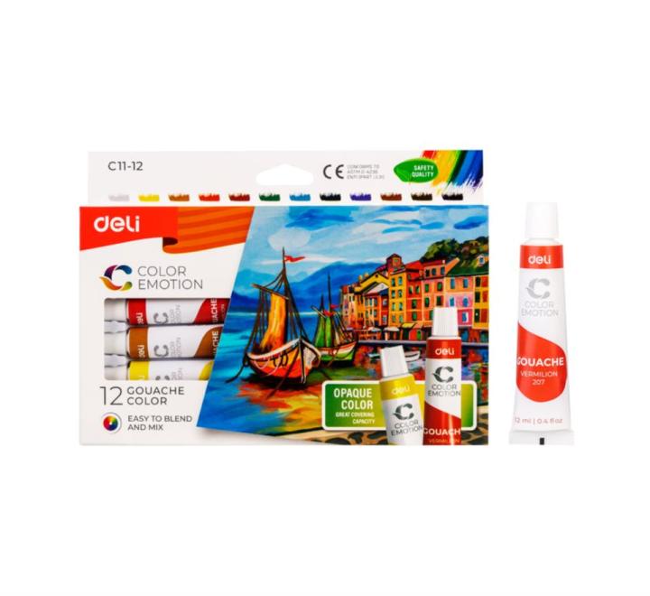 Gouache festék 12/szett 12 ml Deli