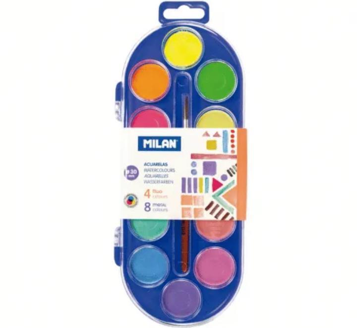 Akvarellfestékek 8 fém + 4 fluoreszkáló szín Milan