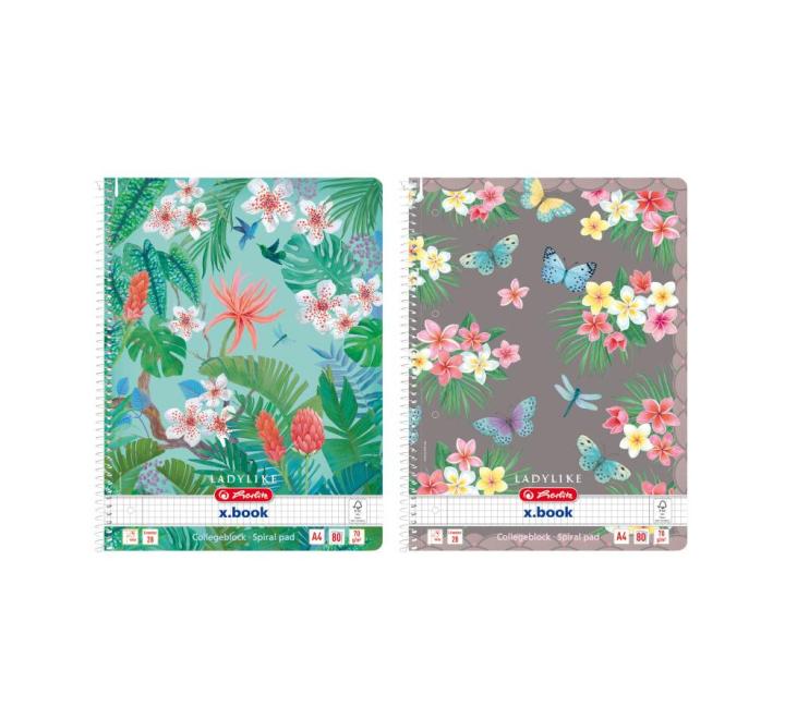 Füzet A4 80 lap, spirállal, négyzetekkel, Ladylike válogatott motívumokkal
