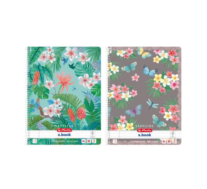Jegyzetfüzet A4 80 lapos, spirállal, vonalas, Ladylike válogatott motívumokkal