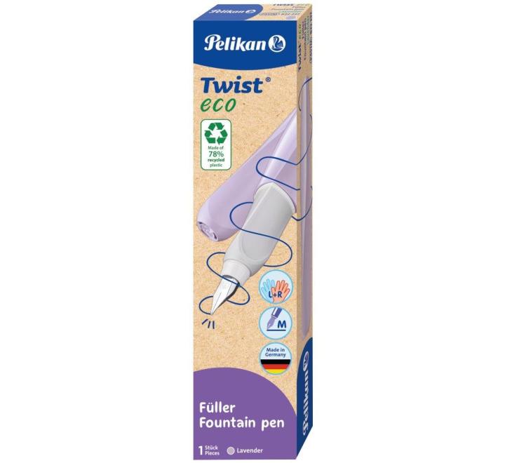 Újrahasznosított anyagból készült csavaros toll, világos lila szín, tollhegy M