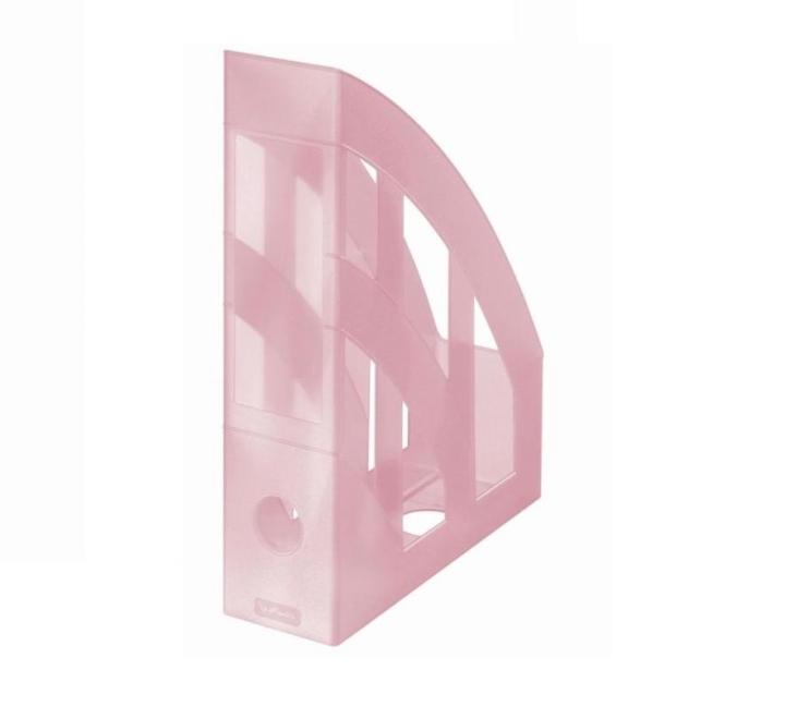 Álló A4-es irattartó, műanyag, áttetsz rözsaszín
