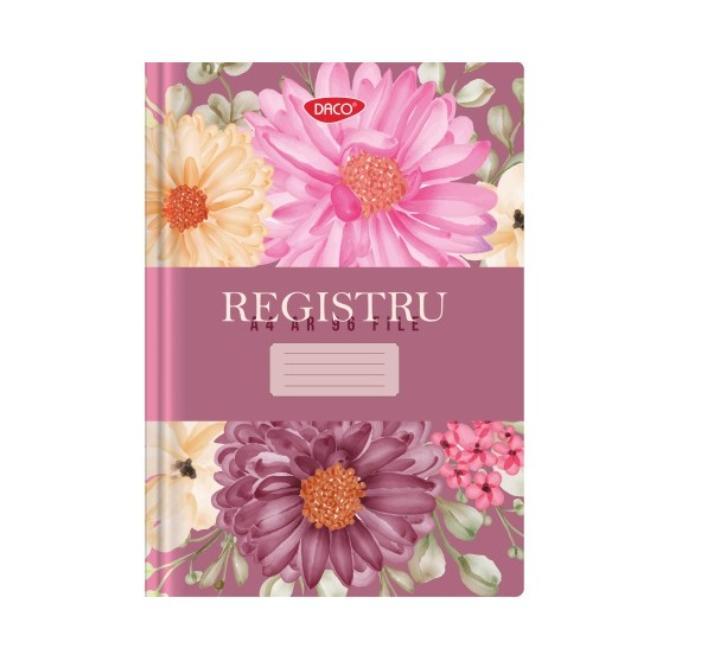 A4-es főkönyv 96 lap Virágmintás rózsaszín matematika Daco
