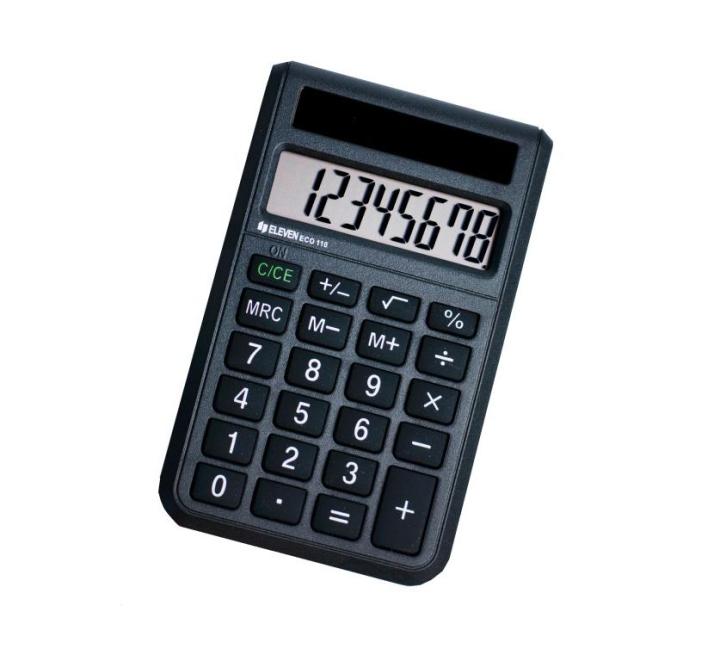 Zsebszámológép ECO 8 számjegyű, 60 x 97,5 x 11,5 mm, Eleven ECO 110