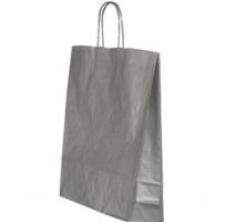 Punga hartie maner rasucit 26 x 12 x 35 cm argintiu/alb Papiroti