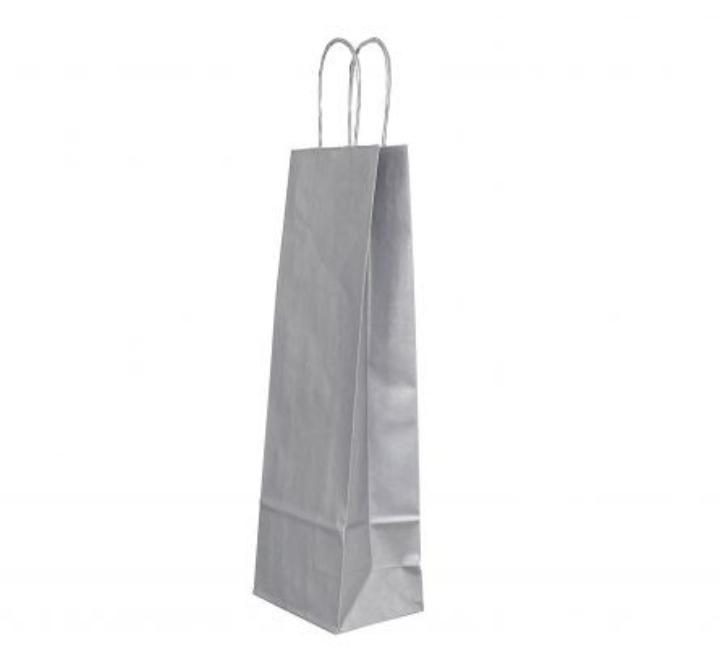 Punga hartie sticle maner rasucit 14 x 8 x 39cm argintiu/alb Papiroti