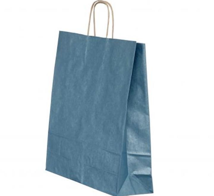 Punga hartie maner rasucit 26 x 12 x 35cm albastru/maro Papiroti