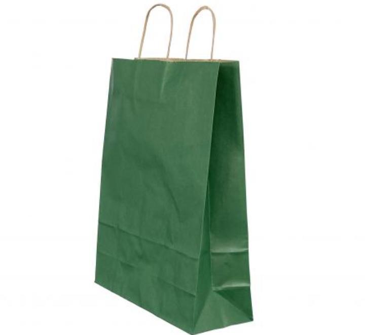 Punga hartie maner rasucit 26 x 12 x 35cm verde dungi/maro Papiroti