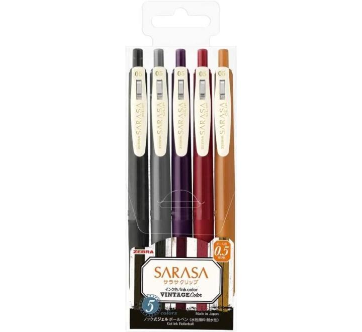 Golyóstoll 0.5mm Zebra Sarasa Clip Vintage 5/szett